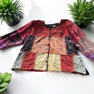 Vintage Reversible multicolor jacket Kisura Hand Made In INDIA